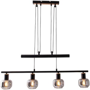 Näve Hängeleuchte Fumoso, Schwarz, Metall, Glas, 10x100-160x78 cm, höhenverstellbar, Lampen & Leuchten, Innenbeleuchtung, Hängelampen