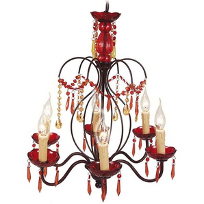 Näve Kronleuchter Drop , Rot , Metall, Glas , 140 cm , Lampen & Leuchten, Innenbeleuchtung, Hängelampen, Kronleuchter
