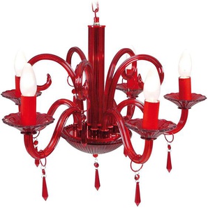 Näve Kronleuchter , Rot , Metall, Glas , 125 cm , mit Behang , Lampen & Leuchten, Innenbeleuchtung, Hängelampen, Kronleuchter