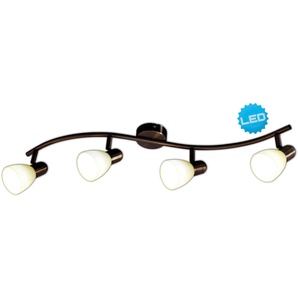 näve LED Deckenspot »Mestre«, 4 flammig, Leuchtmittel E14   LED wechselbar, 4er LED Wand-u. Deckenspot, E14, braun, Glasschirm weiß