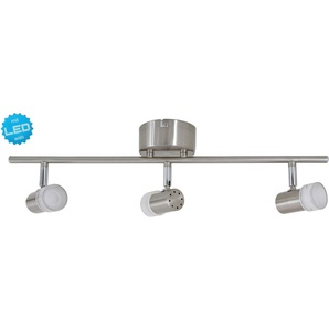 näve LED Deckenspots Malaga, LED fest integriert, Warmweiß, 3er LED-Wand-u. Deckenspot, stahl-blank, 3xLED warmweiß, L: 61cm