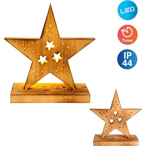 näve LED Dekoobjekt »LED-Holzstern H: 29cm, Weihnachtsdeko«, 1 flammig, Timerfunktion,warmweiß, Aussenbereich geeignet