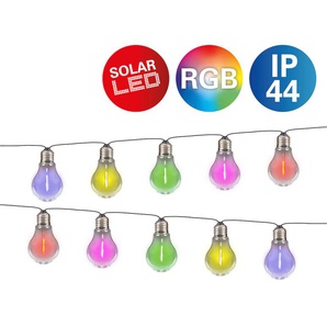 näve LED-Lichterkette »Linda«, 10 St.-flammig, Solar, 10 Glühbirnen klar, RGB-LED, Dämmerungssensor, Zuleitung 180cm