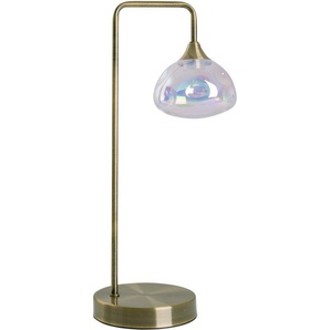 näve LED Tischleuchte Varna, LED fest integriert, Warmweiß, 1 flg. irisierendes Glas incl. 6 LEDs warmweiß Gestell messing