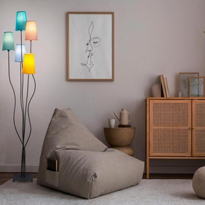 näve Stehlampe Colora, ohne Leuchtmittel, 5flg., E14. Textilschirme je 1x gelb, rose, blau, türkis, oliv