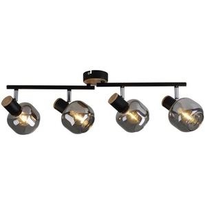 Näve Strahler Fumoso, Schwarz, Metall, Glas, bauchig,bauchig, 58x16 cm, verstellbare Spotlights, Lampen & Leuchten, Innenbeleuchtung, Spots & Strahler, Deckenspots