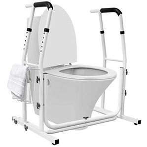 Naizy - Toiletten Aufstehhilfe Höhenverstellbar und Einstellbarer Winkel Toilettenstützgestell mit Ablagekorb WC-Stützhilfe, Belastbar bis 200 kg