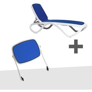 Nardi Omega 2-teiliges Set Liege & Sonnendach Kunststoff/Textilene Weiß|Blau