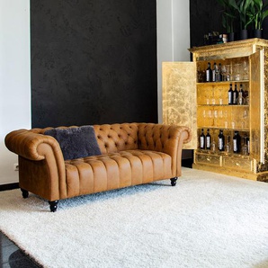 Sofa Boyce 3-Sitzer Braun/Cognac Lederart: Echtleder Material: Echtleder 205 x 74 x 101cm Landhaus