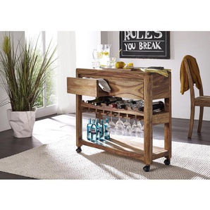 Naturoo Weinregal Gaspar Massivholz Sheesham 90x82x33 cm (BxHxT)