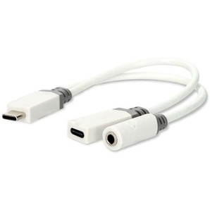 Nedis USB-C™ Adapter | USB 2.0 | USB-C™ Stecker USB-C™ Buchse / 3.5 mm Buchse | 0.10 m | Rund | Vergoldet | PVC | Weiss | Box CCBW64922WT01