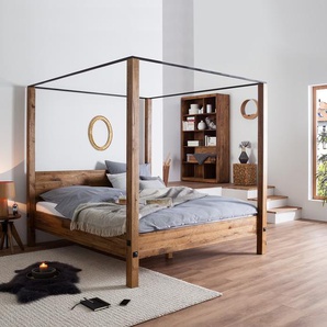 Himmelbett Porto-Alegre 140 x 200cm Massivholz Sumpfeiche, natur geölt Braun Eiche