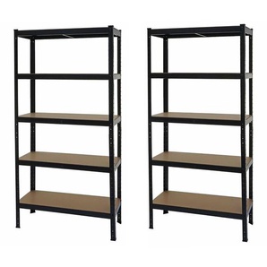 Neuwertig] 2er-Set Schwerlastregal HHG 412, Werkstattregal Steckregal Werkbank Metall, 180x90x40cm schwarz