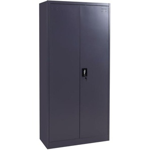 Neuwertig] Aktenschrank HHG 731, Stahlschrank Büroschrank Schrank, 2 Türen abschließbar Metall 185x90x40cm dunkelgrau