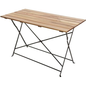 Neuwertig] Biergartentisch HHG 438, Klapptisch Gartentisch, Gastronomie-Qualität Akazie MVG-zertifiziert 120x60cm naturfarben
