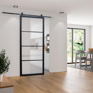 Neuwertig] Glasschiebetür Loftstyle offene Laufschiene 900 x 2150 mm satiniert beidseitiger Softclose