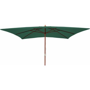Neuwertig] Sonnenschirm Lissabon, Gartenschirm Marktschirm, 3x4m Polyester/Holz 6kg grün
