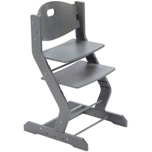 Nicotoy Hochstuhl tiSsi®, Grau, Holz, Buche, massiv, 50x43x81 cm, Reach, Made in Europe, EN 14988, Sitzfläche verstellbar, speichel- und schweißechte Lackierung, höhenverstellbar, 3-Punkt-Gurt, Babymöbel, Hochstühle & Zubehör, Hochstühle