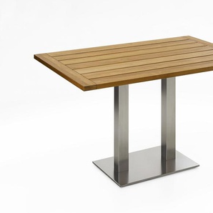 Niehoff Bistro Tisch Edelstahl Teak 68x68 - 140x95 cm