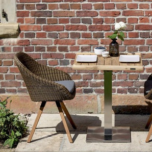 Niehoff Bistro Tisch Edelstahl Teak 68x68 - 140x95 cm