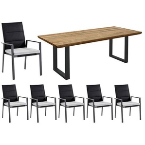 Niehoff Nancer Gartenmöbel-Set 7-tlg. Tisch 200x100cm Schwarz|Dunkelgrau