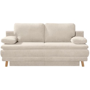 Niels Andersson Schlafsofa, Beige, Textil, Eiche, 2-Sitzer, 198x89x96 cm, Stoffauswahl, Rücken echt, Wohnzimmer, Sofas & Couches, Schlafsofas,