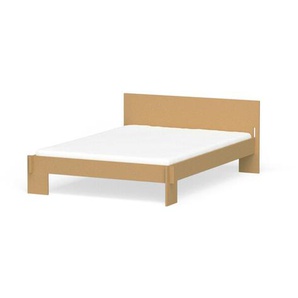 Nils Holger Moormann Bettgestell mit Kopfteil Siebenschläfer MDF pur, Designer Christoffer Martens, 74x152.6 cm