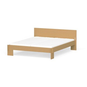 Nils Holger Moormann Bettgestell mit Kopfteil Siebenschläfer MDF pur, Designer Christoffer Martens, 74x172.6 cm