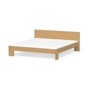 Nils Holger Moormann Bettgestell mit Kopfteil Siebenschläfer MDF pur, Designer Christoffer Martens, 74x192.6 cm