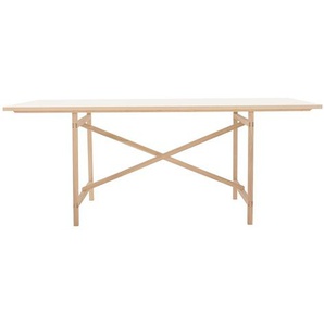 Nils Holger Moormann Tisch Egon Gestell Esche, Platte Melaminharz weiß, Designer Franz Volhard, 74.5x190x90 cm