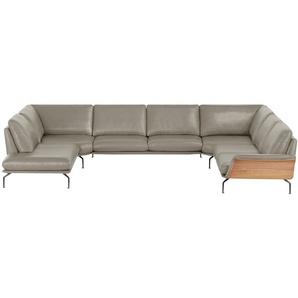 Nils Olsen Leder-Wohnlandschaft  Alva ¦ grau ¦ Maße (cm): B: 404 H: 87 T: 309.0