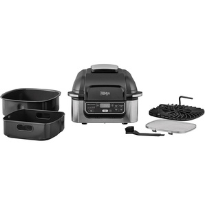 NINJA Heissluftfritteuse und Grill AG301EU Fritteusen bis zu 5,8 L Volumen, incl. Zubehör silberfarben (silberfarben, schwarz) Heißluftfritteusen Fritteuse