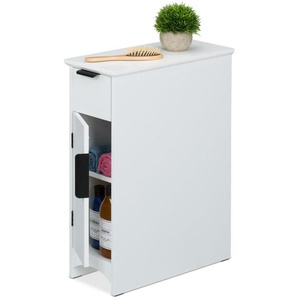 Nischenschrank, Schublade, 2 Schrankfächer, HxBxT: 61,5 x 21 x 46 cm, Bad und Küche, mdf, Beistellregal, weiß - Relaxdays