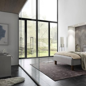 Hasena Polsterbett Noah, Farbe: Nussbaum, geölt, Bezugsfarbe: Pepe grey, verschiedene Größen