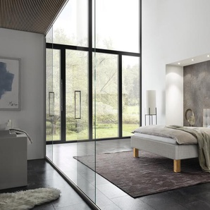 Hasena Polsterbett Noah, Farbe: Wildbuche natur, geölt, Bezugsfarbe: Pepe grey, verschiedene Größen