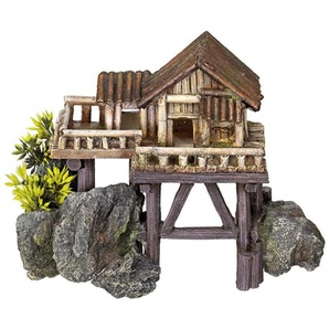 Nobby Aqua Ornaments HOLZHAUS mit Pflanzen 23 x 12,3 x 17 cm GLO689505415