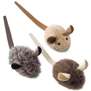 Nobby Katzenspielzeug Plüschmaus mit Lederschwanz 6 cm - 3 Stk. GLO689202193