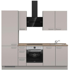 Nobilia Küchenleerblock Touch, Grau, Eiche dunkel, Metall, 3 Schubladen, nur wie online abgebildet bestellbar, 240 cm, Blauer Engel, Pefc, Goldenes M, Made in Germany, DGM-Klimapakt, seitenverkehrt erhältlich, vormontierter Korpus, Küchen, Küchenzeilen &