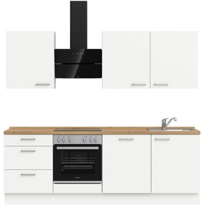 Nobilia Küchenleerblock Touch, Weiß, Eiche, Metall, nur wie online abgebildet bestellbar, 240 cm, Blauer Engel, Pefc, Goldenes M, Made in Germany, DGM-Klimapakt, seitenverkehrt erhältlich, vormontierter Korpus, Küchen, Küchenzeilen & Küchenblöcke,