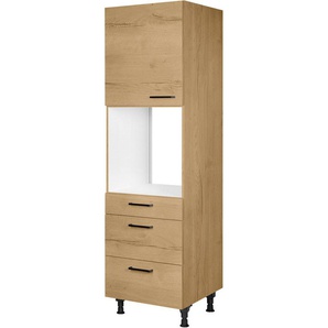 nobilia® Backofenumbauschrank Structura, Ausrichtung wählbar, mit Schublade und zwei Auszügen und einer Tür, vormontiert, Breite/Höhe: 60/216,6 cm