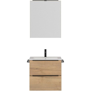nobilia® Badmöbel-Set Levere, (2-St., vormontiert, mit Soft-Close), inkl. Spiegelschrank mit Beleuchtung und Dimmerfunktion, in 4 Breiten