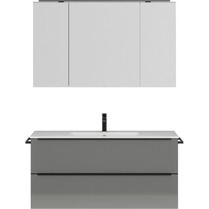 nobilia® Badmöbel-Set Levere, (2-St., vormontiert, mit Soft-Close), inkl. Spiegelschrank mit Beleuchtung und Dimmerfunktion, in 4 Breiten
