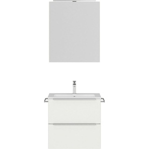 nobilia® Badmöbel-Set Levere, (2-St., vormontiert, mit Soft-Close), inkl. Spiegelschrank mit Beleuchtung und Dimmerfunktion, in 4 Breiten