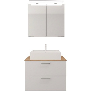 nobilia® elements Badmöbel-Set, (2-St), Badblock 80cm mit Spiegelschrank
