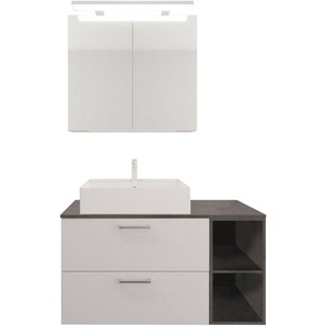 nobilia® elements Badmöbel-Set, (2-St), Badblock mit Spiegelschrank und Regal