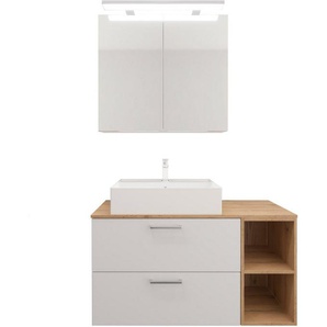 nobilia® elements Badmöbel-Set, (2-St), Badblock mit Spiegelschrank und Regal