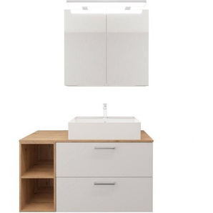 nobilia® elements Badmöbel-Set, (2-St), Badblock mit Spiegelschrank und Regal