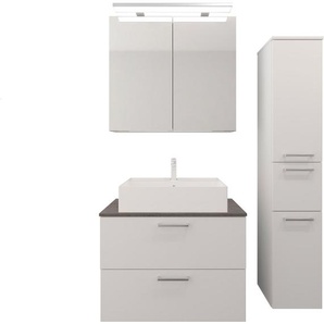 nobilia® elements Badmöbel-Set, (3-St), Badblock mit Spiegelschrank und Beimöbel