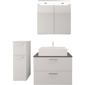 nobilia® elements Badmöbel-Set, (3-St), Badblock mit Spiegelschrank und Beimöbel
