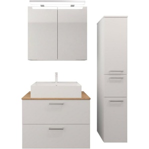 nobilia® elements Badmöbel-Set, (3-St), Badblock mit Spiegelschrank und Beimöbel